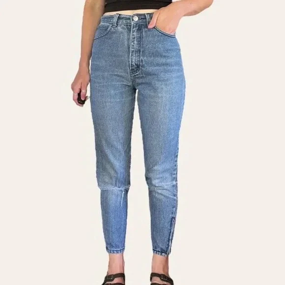 Vintage pinstriped designer jeans by Sergio Valente 24/25/26 XS - Picture 3 of 8